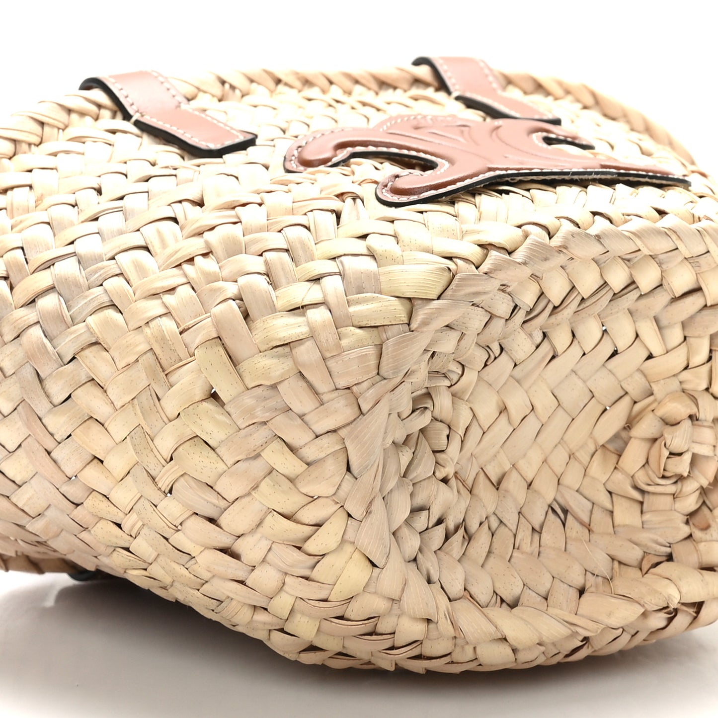 Raffia Calfskin Triomphe Teen Panier Tan