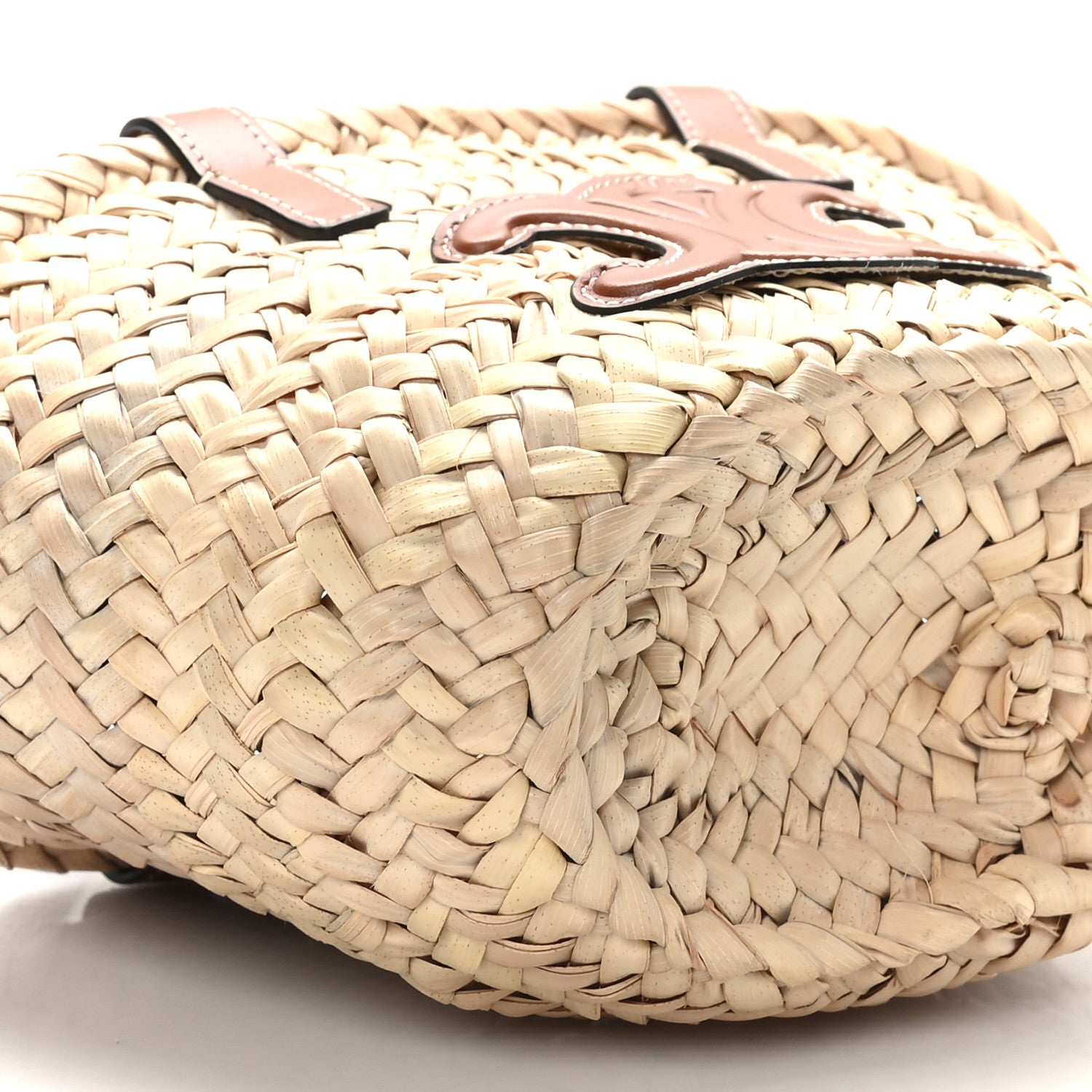 Celine Raffia Calfskin Triomphe Teen Panier Tan 7 of 8