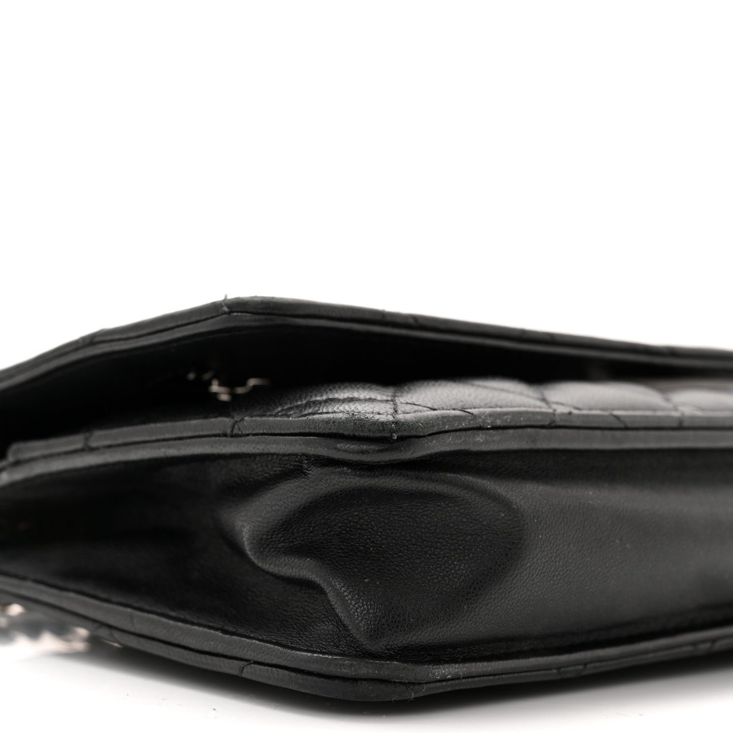 Lambskin Quilted Wallet On Chain WOC Black
