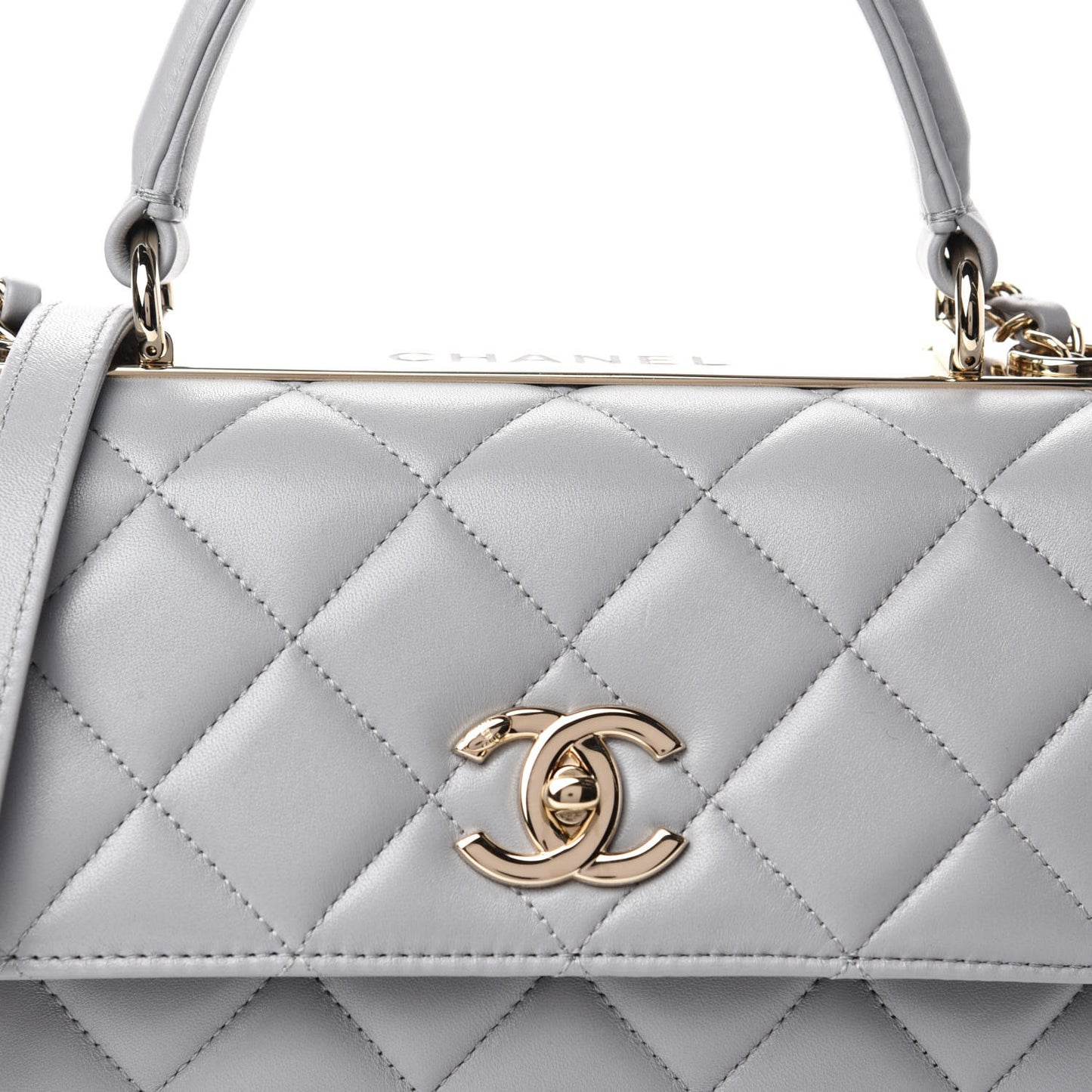 Lambskin Quilted Small Trendy CC Flap Dual Handle Bag Grey