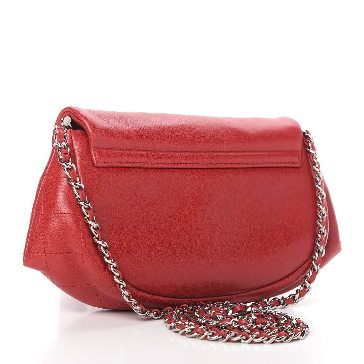 Chanel Lambskin Half Moon Wallet On Chain WOC Red 3 of 11