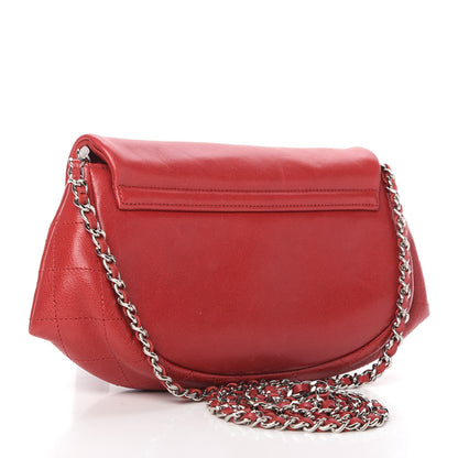 Chanel Lambskin Half Moon Wallet On Chain WOC Red 3 of 11