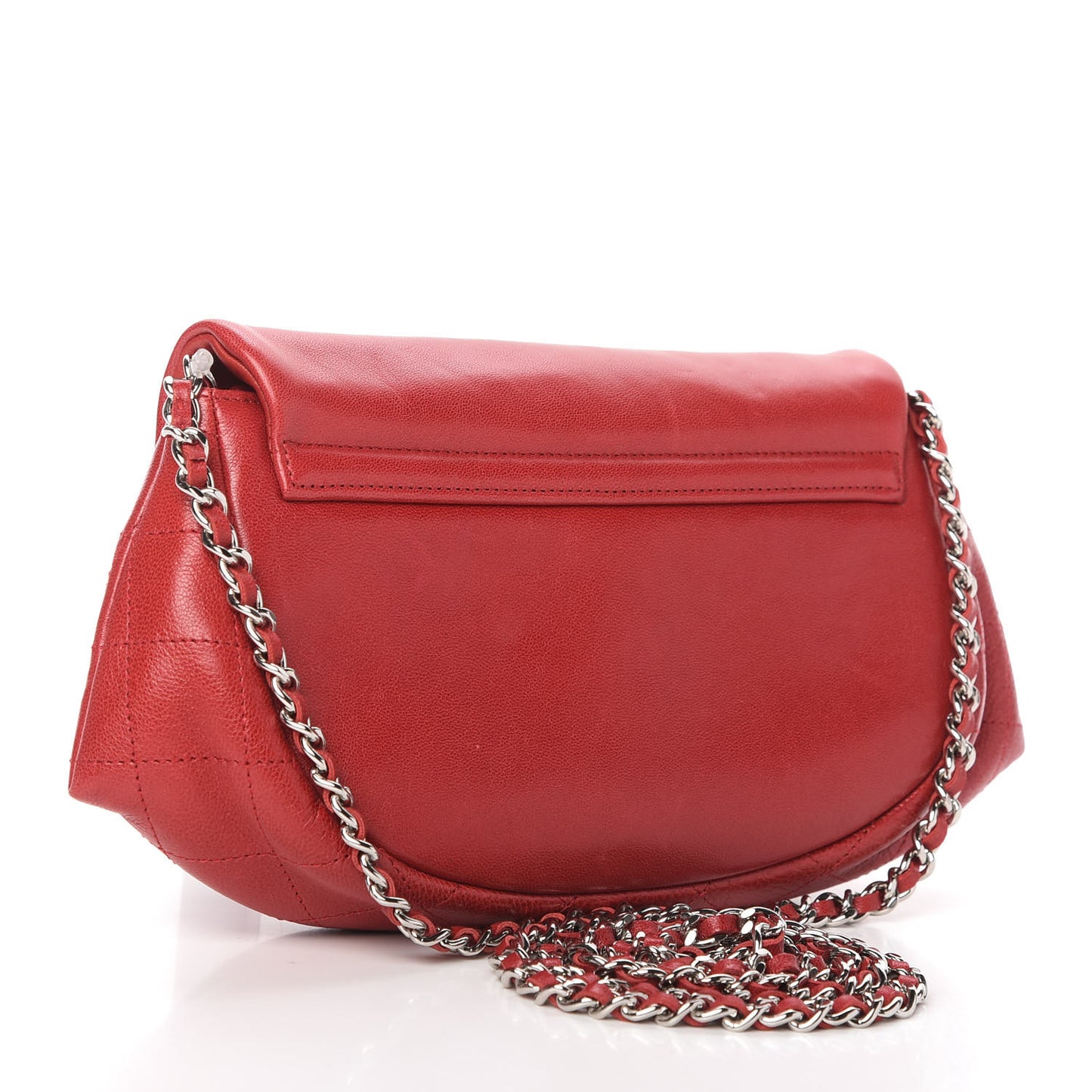 Lambskin Half Moon Wallet On Chain WOC Red
