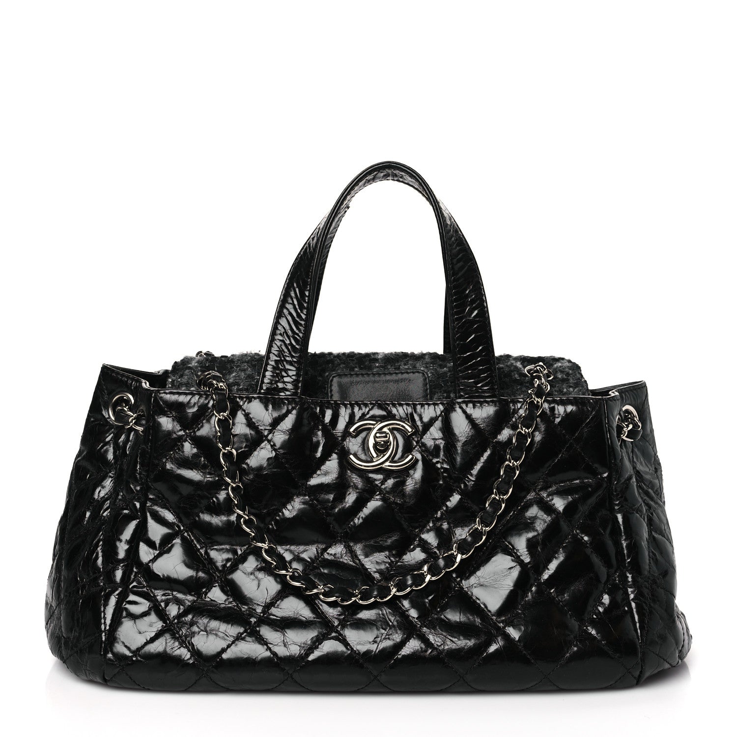 Chanel Glazed Calfskin Quilted Tweed Portobello Tote Black 1 of 9