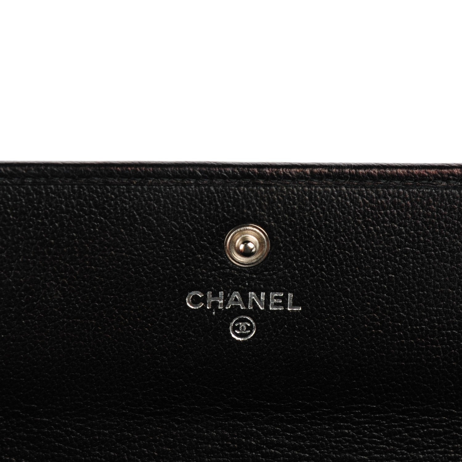 Chanel Goatskin Camellia Embossed Flap Wallet Black 6 of 8