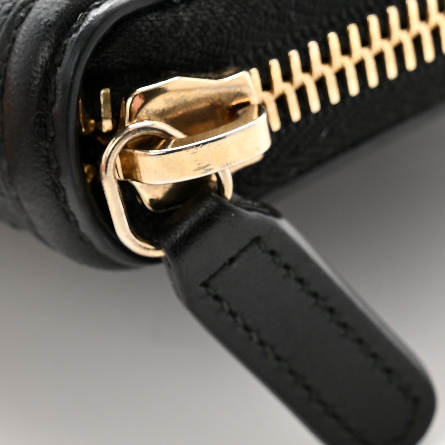 Caviar Quilted Filigree Zip Around Wallet Black