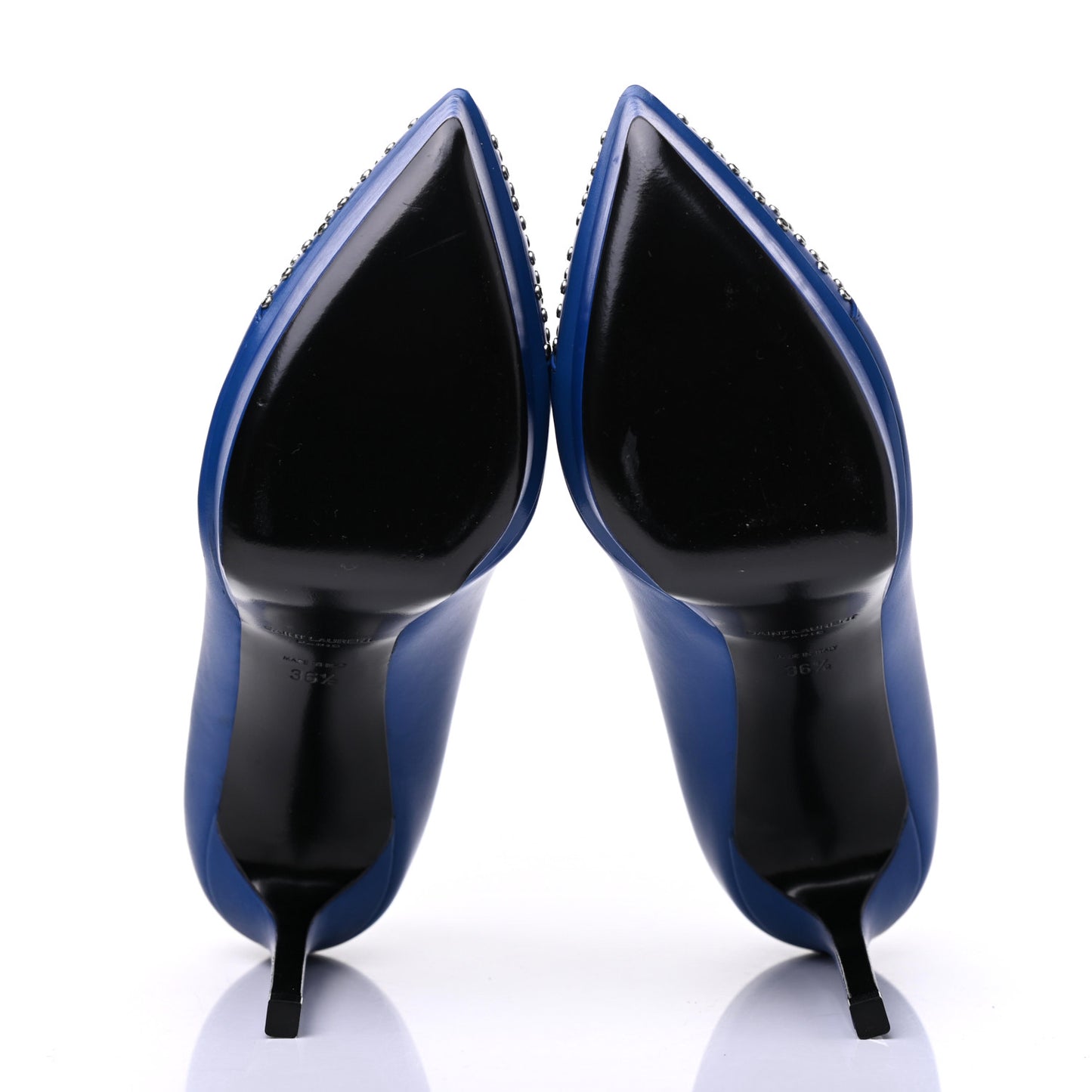 Calfskin Studded Cap Toe Janis Platform Pumps 36.5 Blue