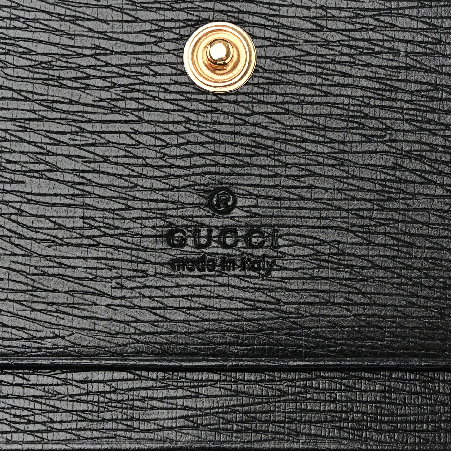 Textured Calfskin Double G Strawberry Card Case Black White