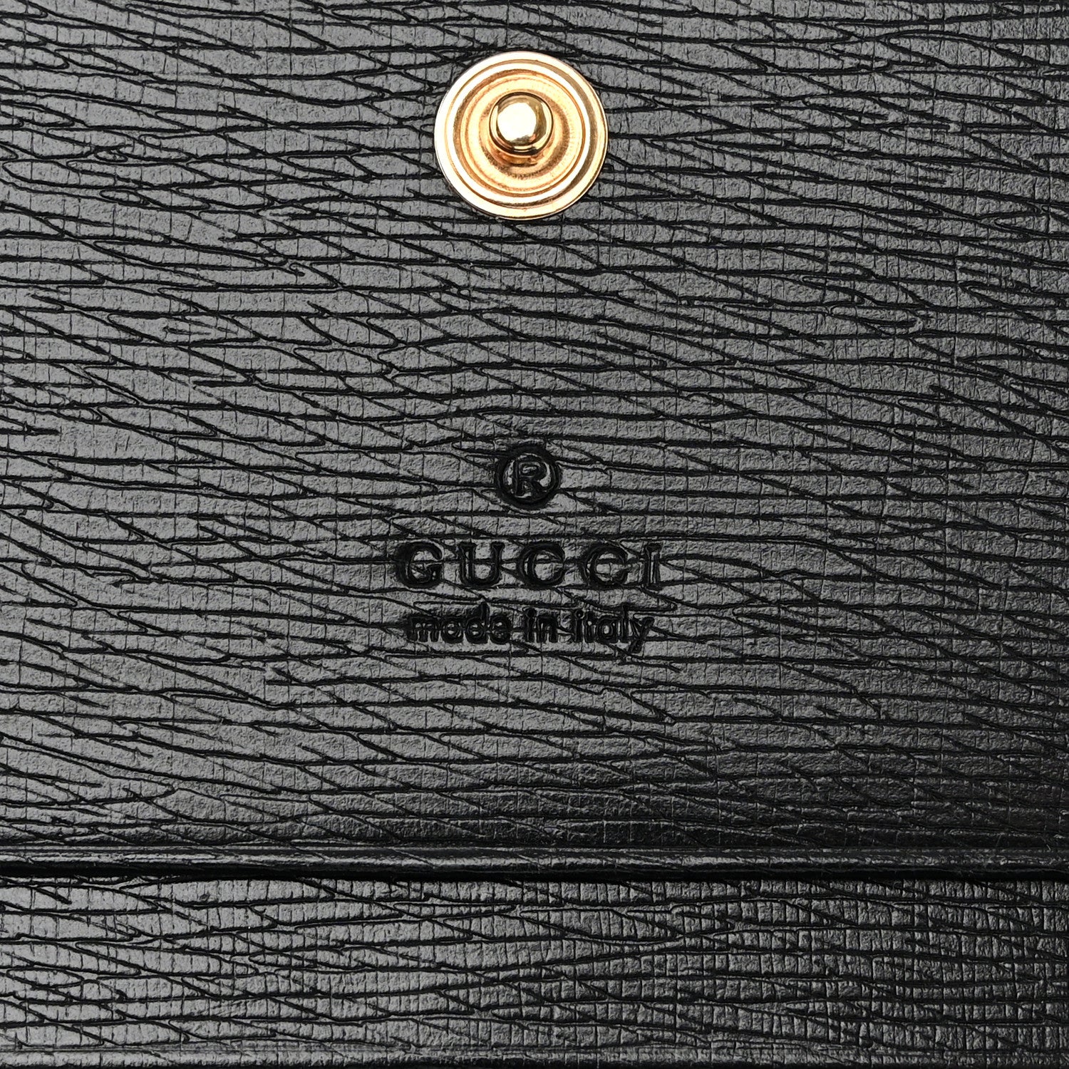 Gucci Textured Calfskin Double G Strawberry Card Case Black White 6 of 9