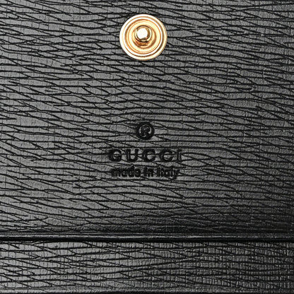 Gucci Textured Calfskin Double G Strawberry Card Case Black White 6 of 9