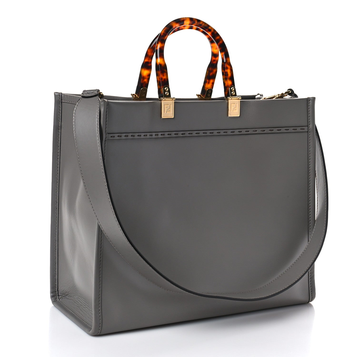 Fendi Vitello King Plexiglass Logo Embossed Medium Fendi Sunshine Shopper Tote Moon 3 of 10