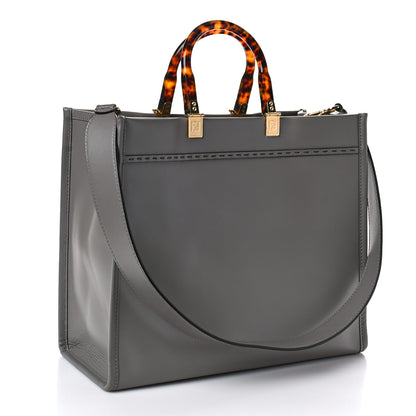 Fendi Vitello King Plexiglass Logo Embossed Medium Fendi Sunshine Shopper Tote Moon 3 of 10