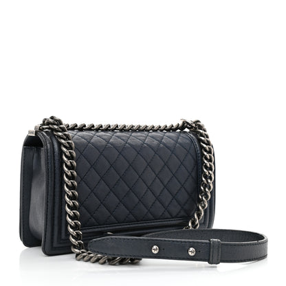 Chanel Calfskin Quilted Medium Boy Flap Dark Navy 3 of 11