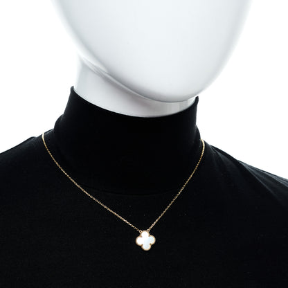Van Cleef & Arpels 18K Yellow Gold Mother of Pearl Vintage Alhambra Pendant Necklace 4 of 4