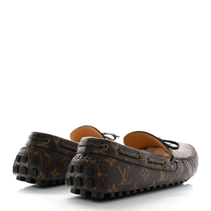 Louis Vuitton Monogram Mens Arizona Car Shoe Moccasin Loafers 10 Macassar 4 of 9