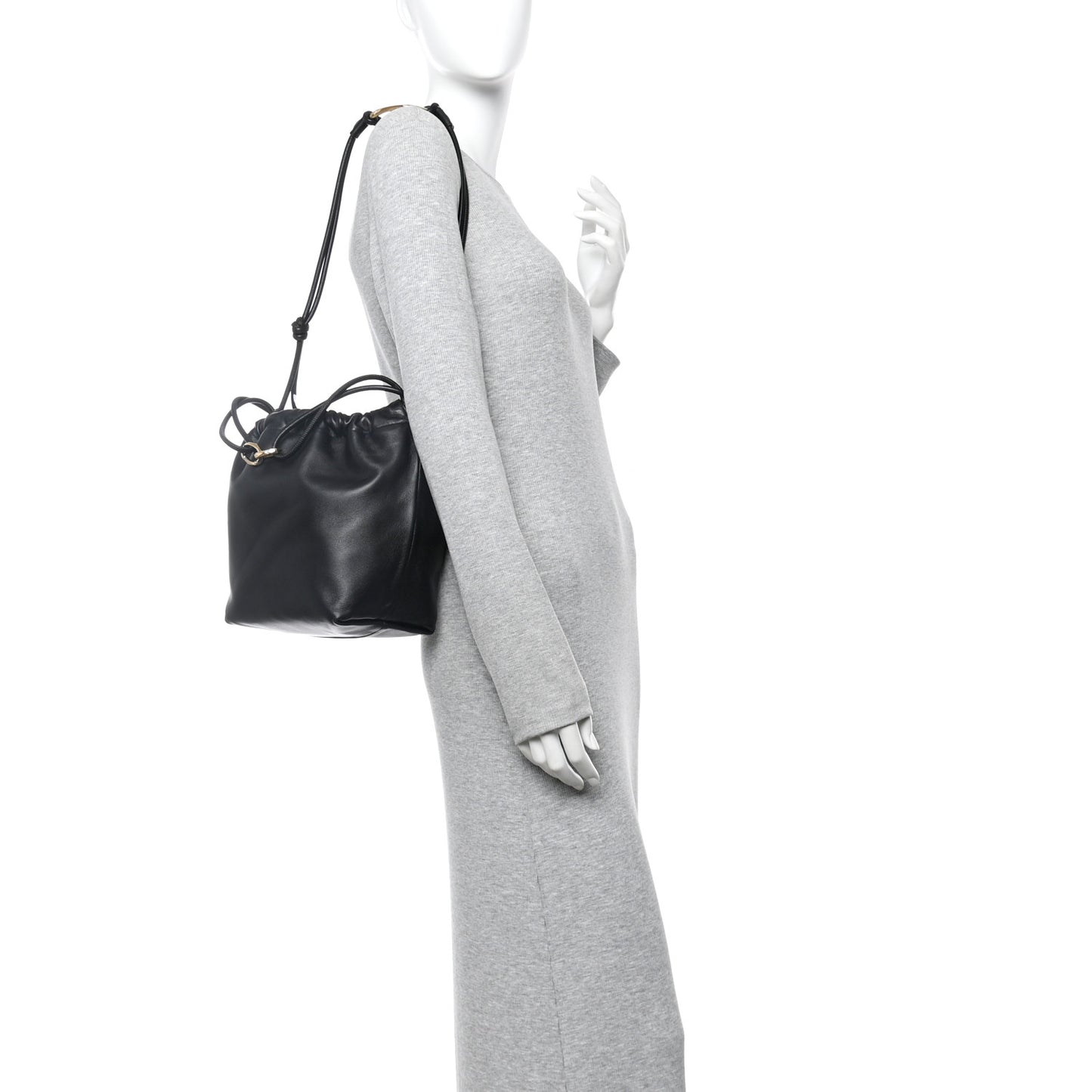 Nappa Vlogo Pouf Bucket Bag Black