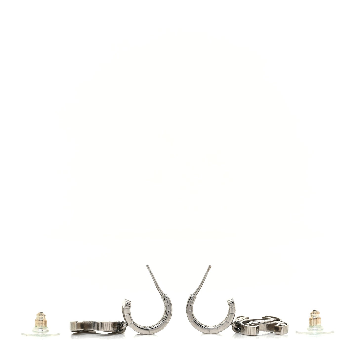 Crystal CC Drop Earrings Silver