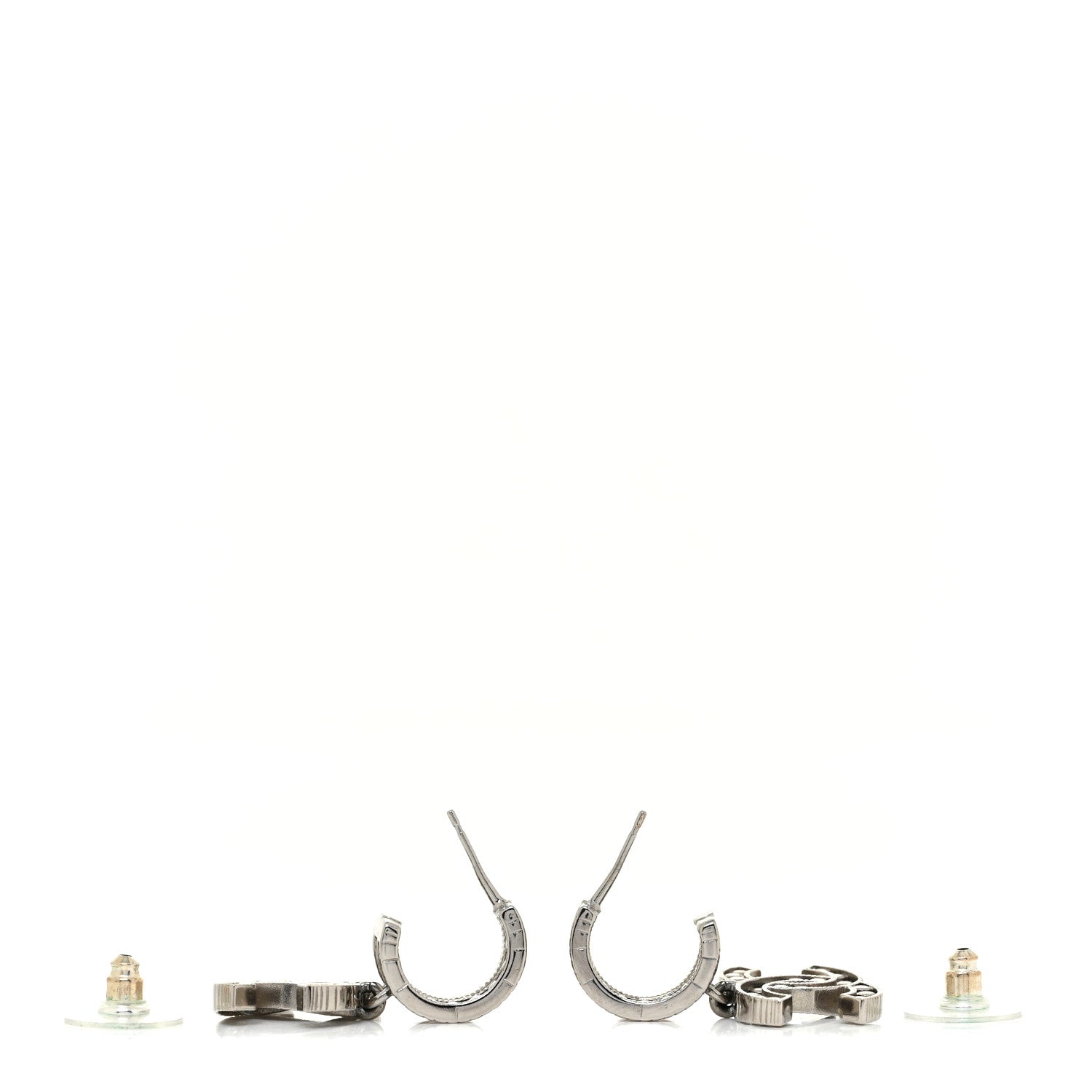 Chanel Crystal CC Drop Earrings Silver 3 of 7