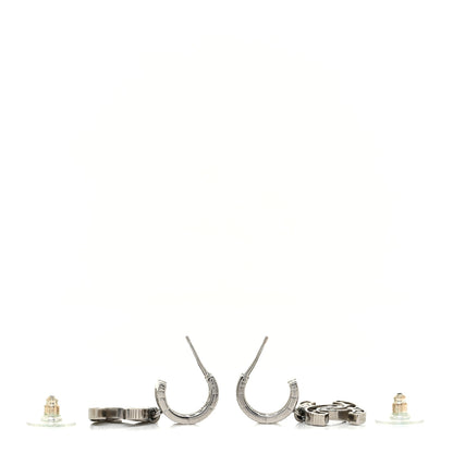 Chanel Crystal CC Drop Earrings Silver 3 of 7