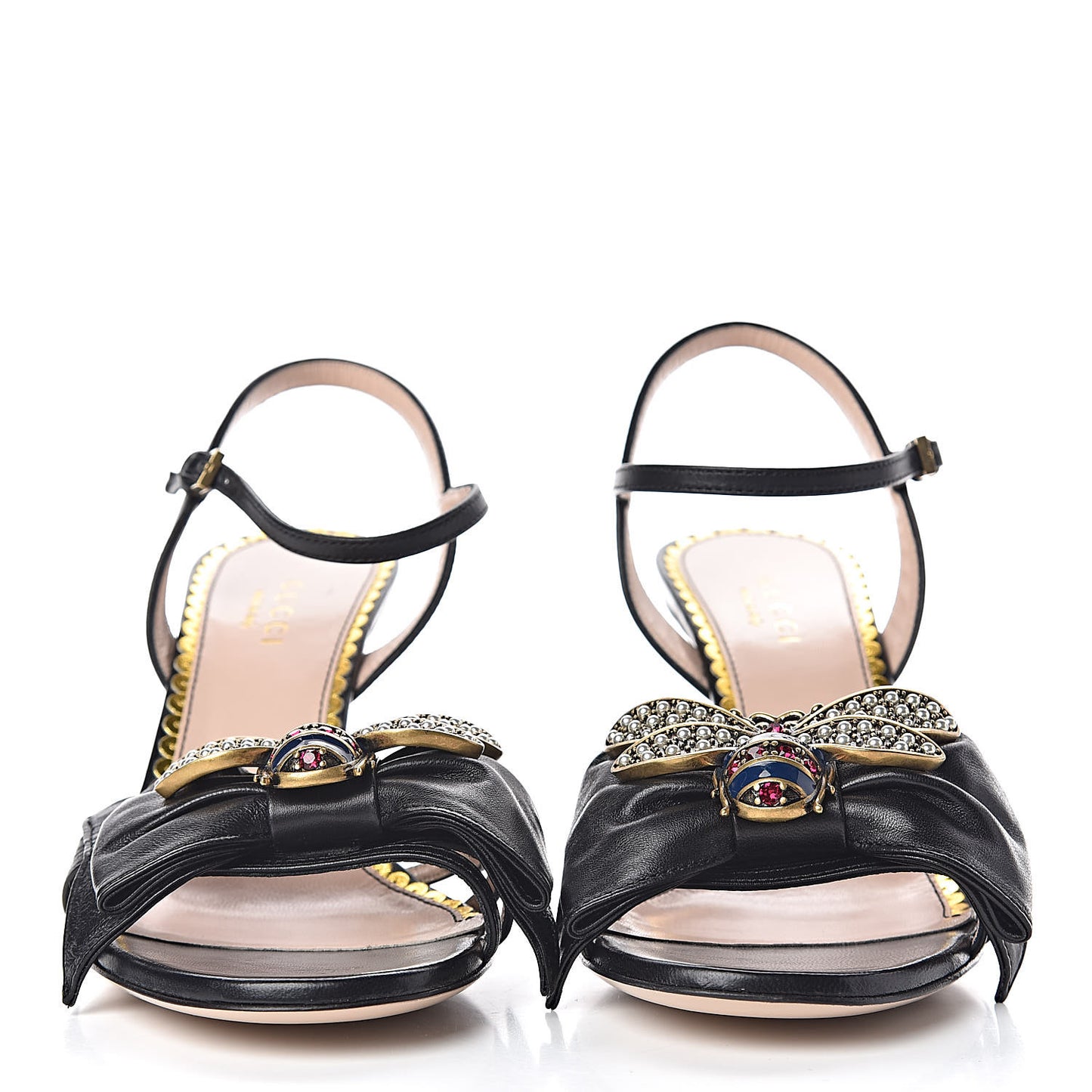 Nappa Queen Margaret Mid Heel Sandals 35.5 Black