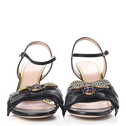 Gucci Nappa Queen Margaret Mid Heel Sandals 35.5 Black 2 of 9