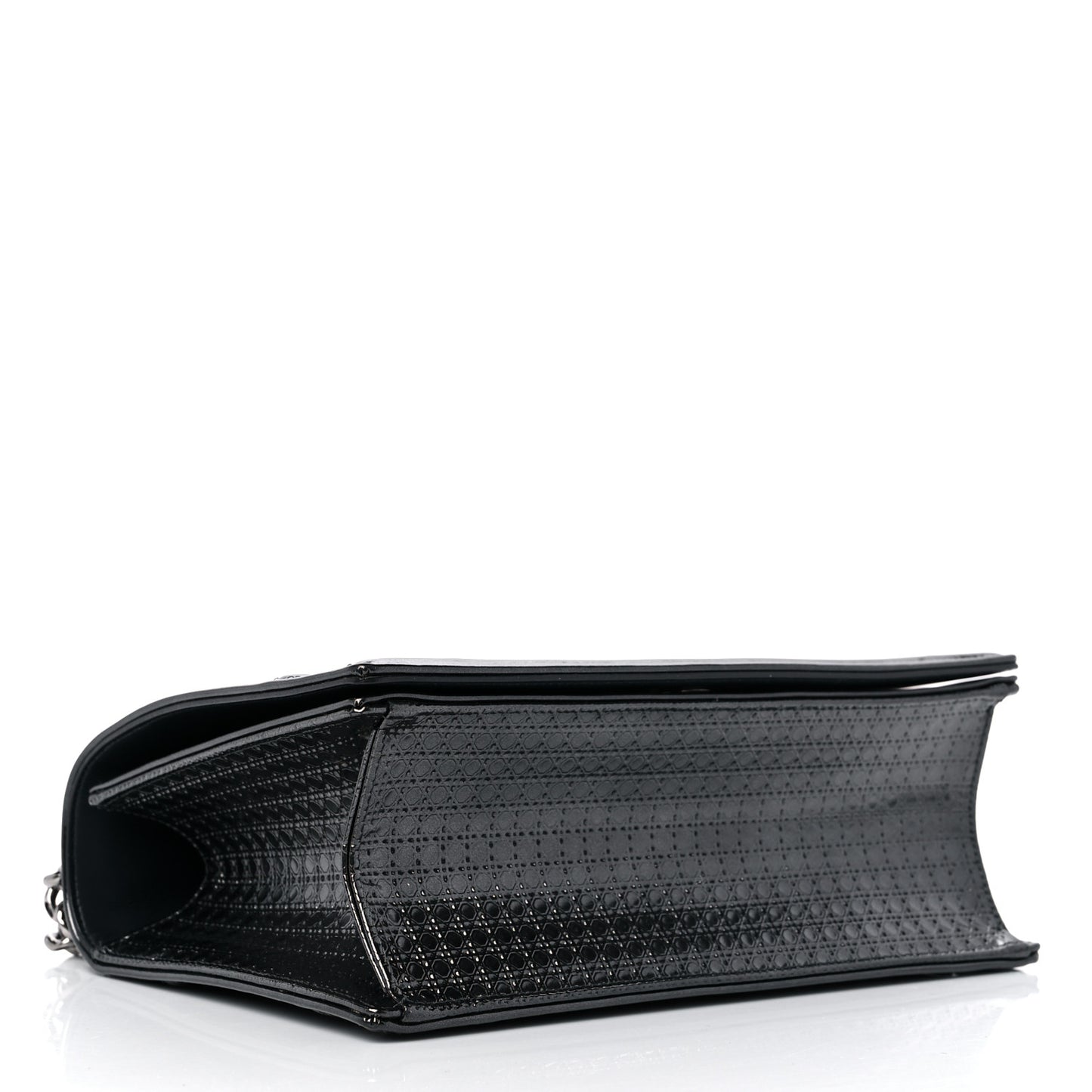 Metallic Patent Micro-Cannage Medium Diorama Flap Bag Onyx Black