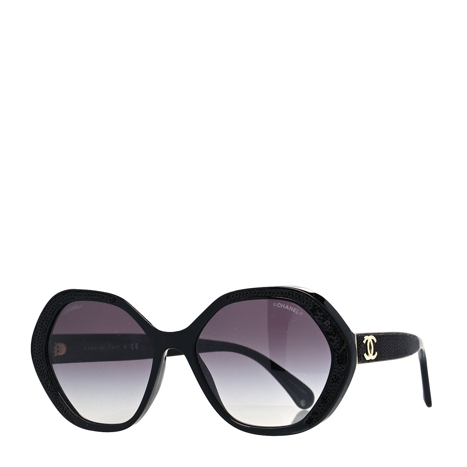 Chanel Acetate Sequin Round Sunglasses 5451 Black 1 of 7