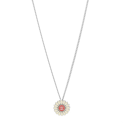Chanel Metal Resin Flower Necklace White Red 1 of 5