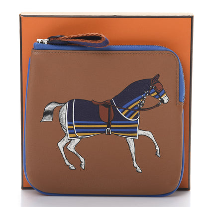 Hermes Swift Couverture Nouvelle Carre Pocket Pouch Gold Bleu Encre 8 of 8