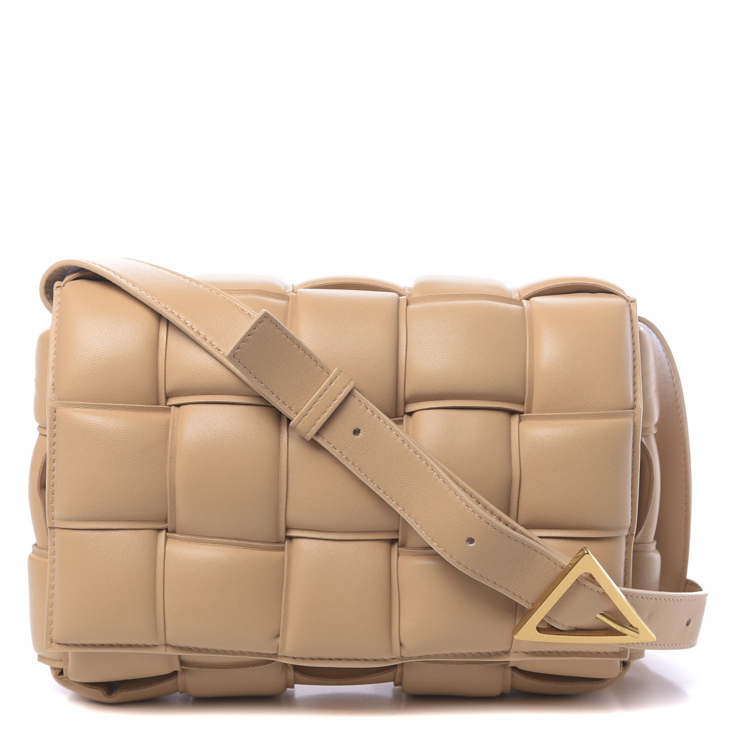 Nappa Maxi Intreccio Padded Cassette Crossbody Bag Almond