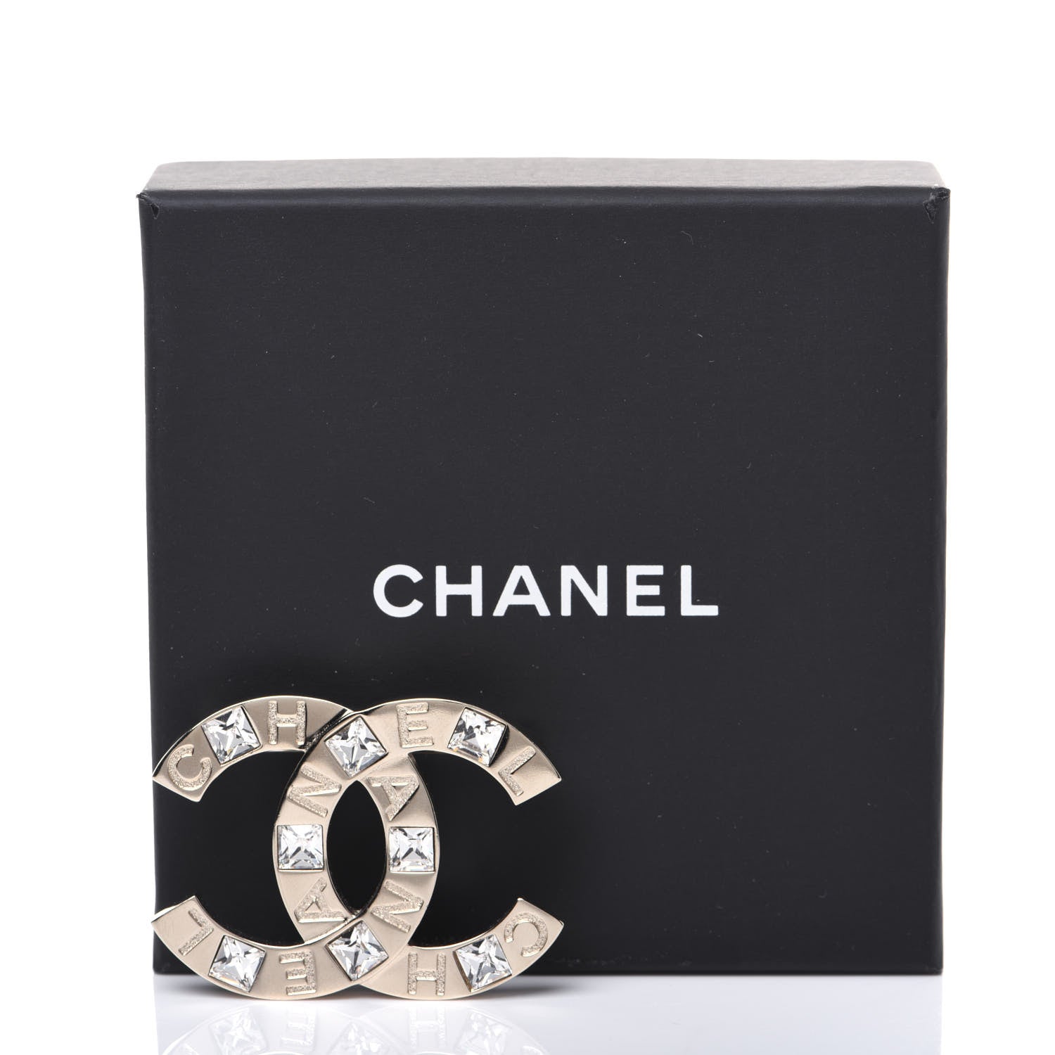 Chanel Baguette Crystal Logo CC Brooch Gold 7 of 7