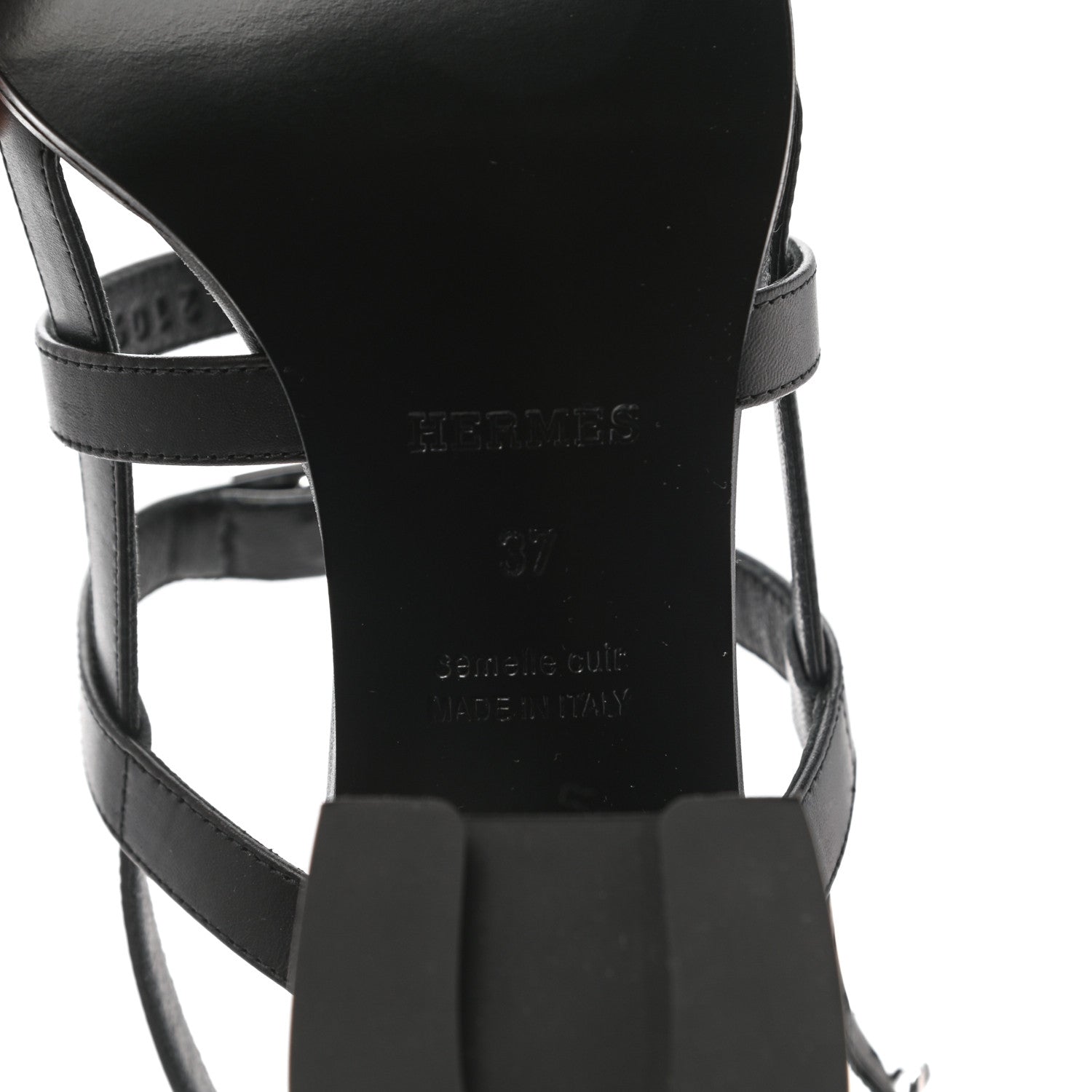 Hermes Calfskin Eve 60 Sandals 37 Black 12 of 18