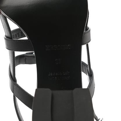 Hermes Calfskin Eve 60 Sandals 37 Black 12 of 18