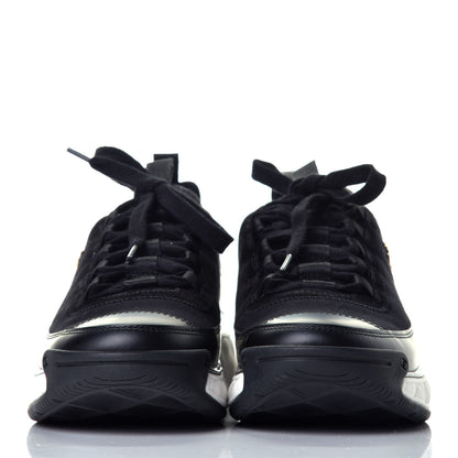 Chanel Velvet Calfskin Mixed Fibers CC Sneakers 37.5 Black 2 of 10
