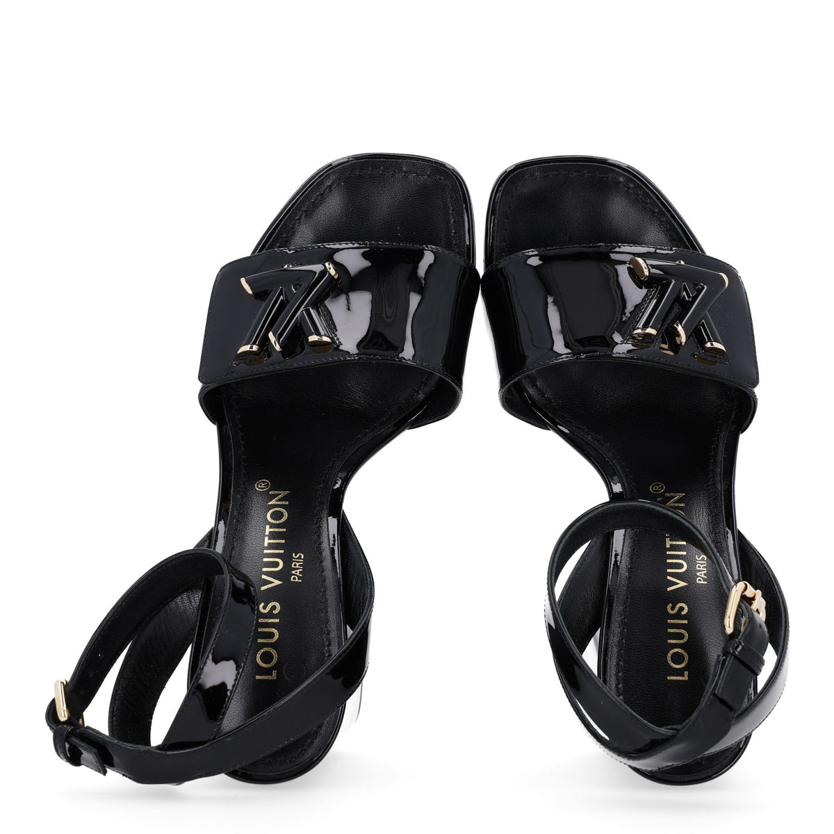 Louis Vuitton Patent Calfskin Shake Sandals 36 Black 2 of 10