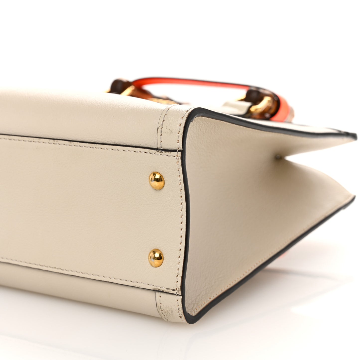 Wonka Grain Calfskin Small Diana Tote Bag Mystic White Orange Fluo