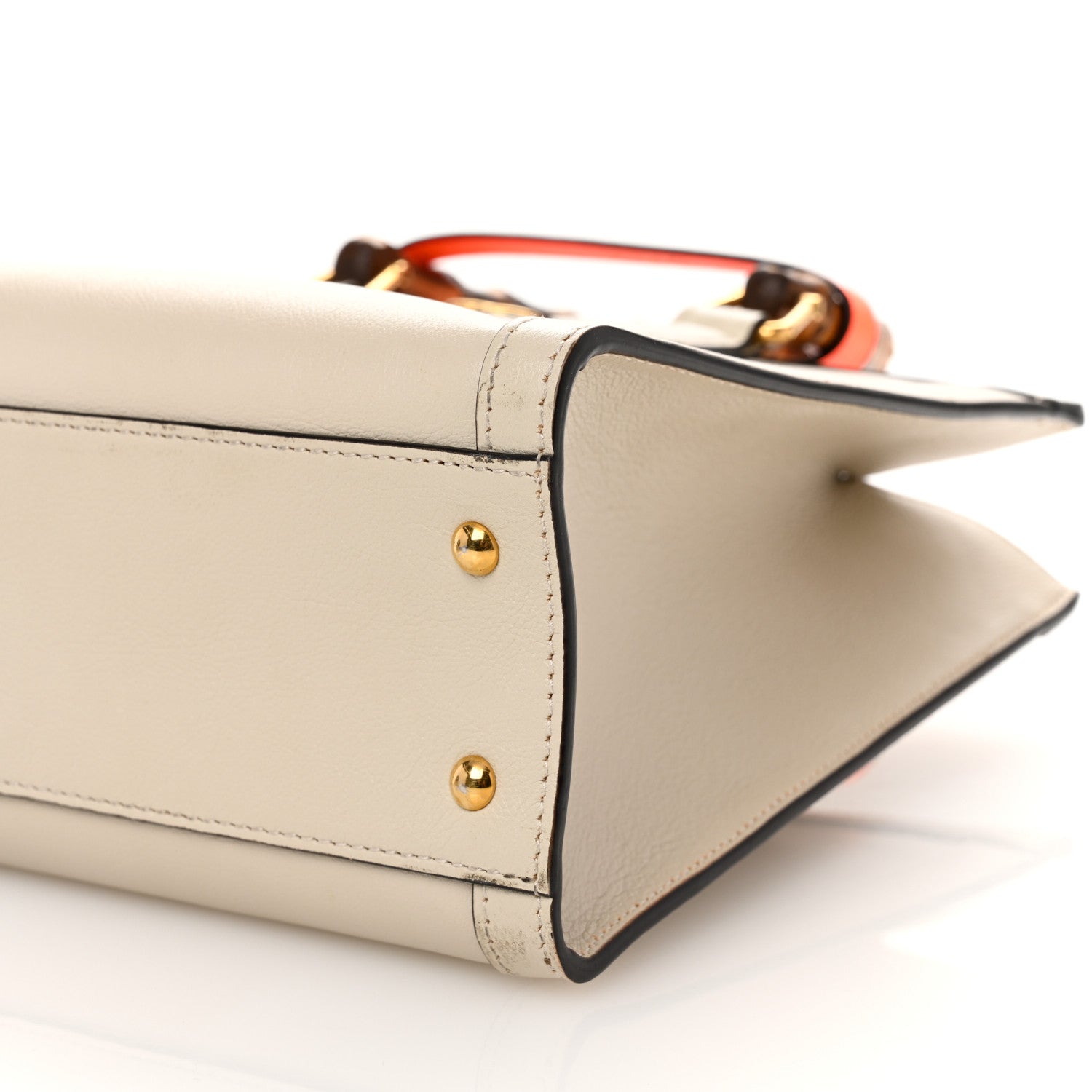 Gucci Wonka Grain Calfskin Small Diana Tote Bag Mystic White Orange Fluo 10 of 12