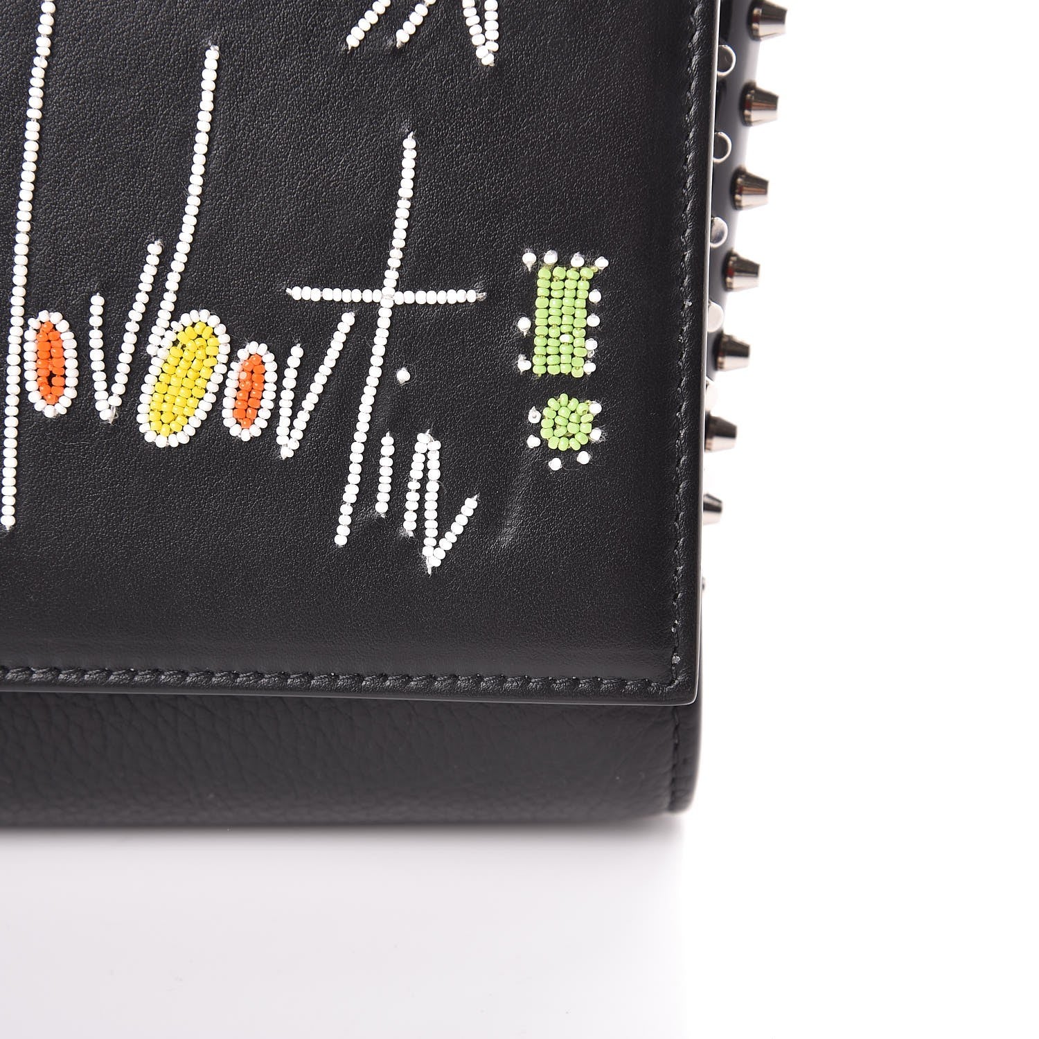 Christian Louboutin Calfskin Beaded Loubitag Paloma Clutch Black 8 of 8