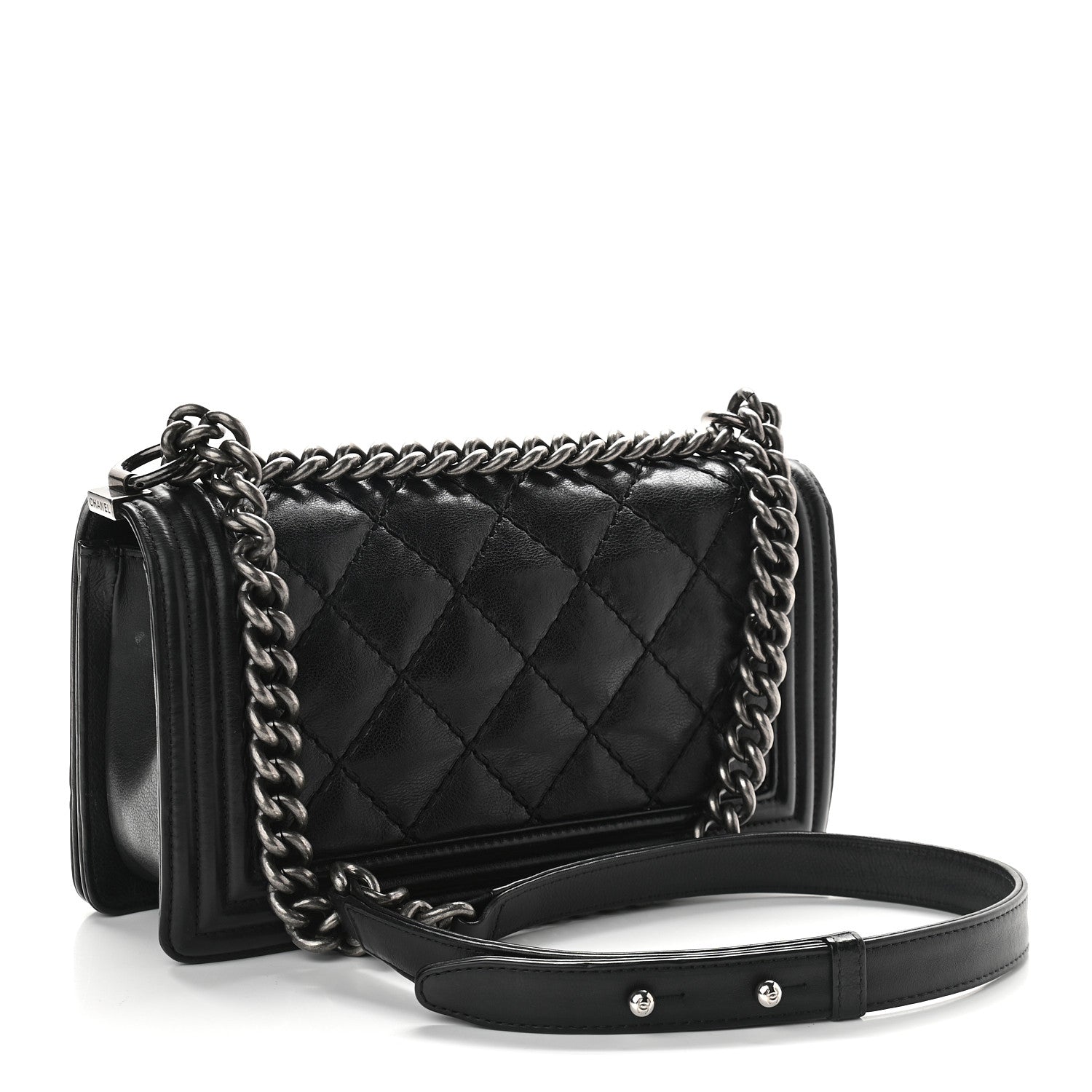 Chanel Calfskin Double Stitch Medium Boy Flap Black 3 of 9