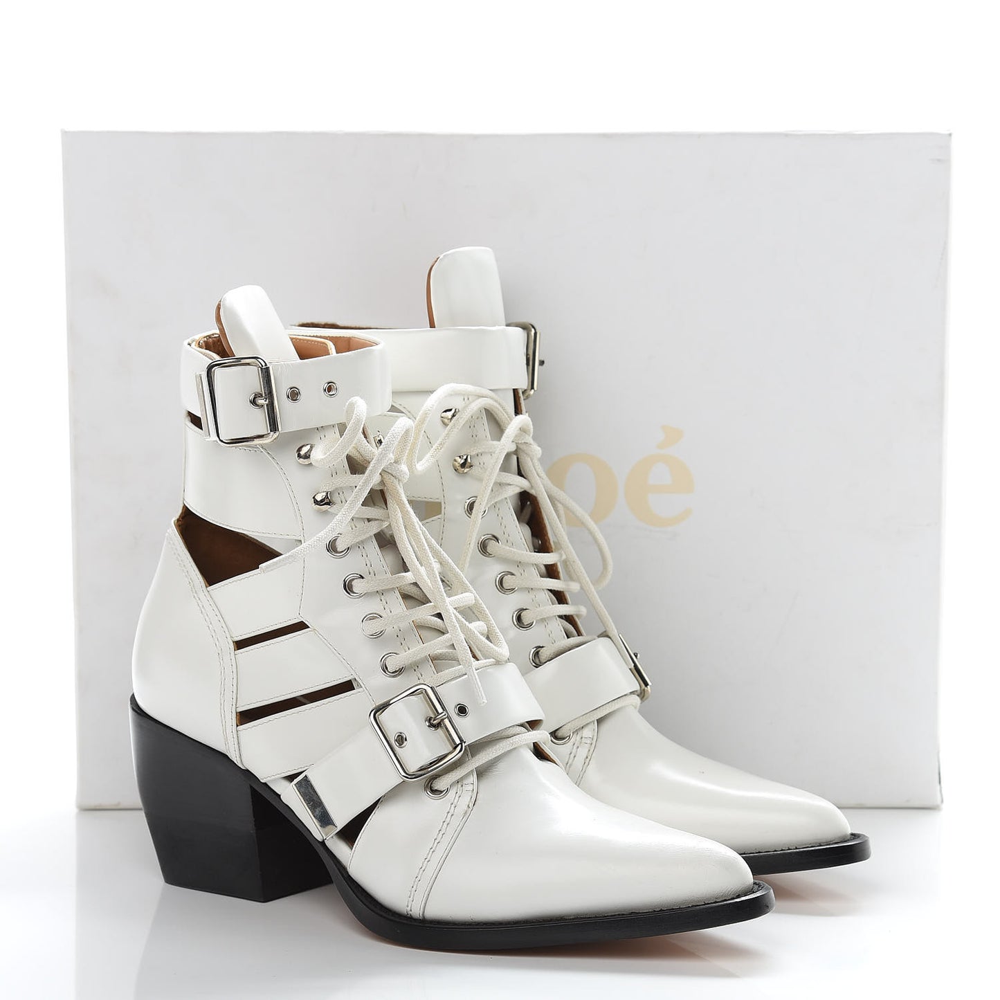 Shiny Calfskin Rylee Boots 40.5 White