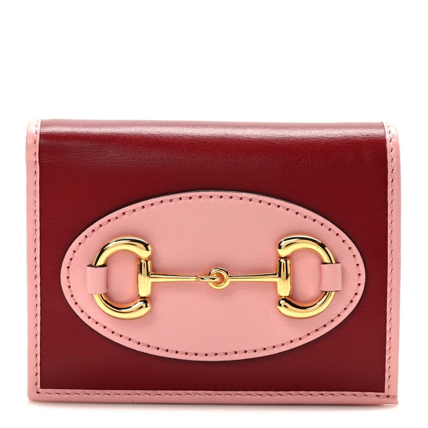 Gucci Boarded Plutone Calfskin Horsebit 1955 Card Case Wallet New Cherry Red Wild Rose 1 of 8