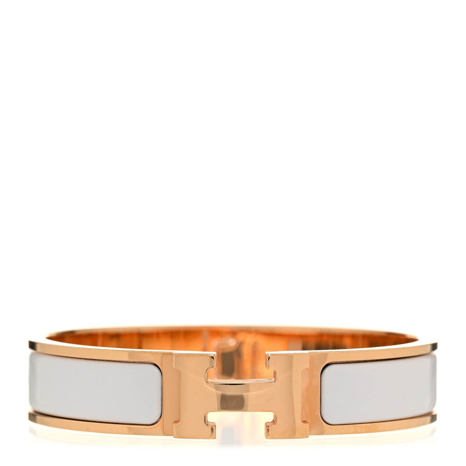 Hermes Enamel Narrow Clic Clac H Bracelet PM White 1 of 5