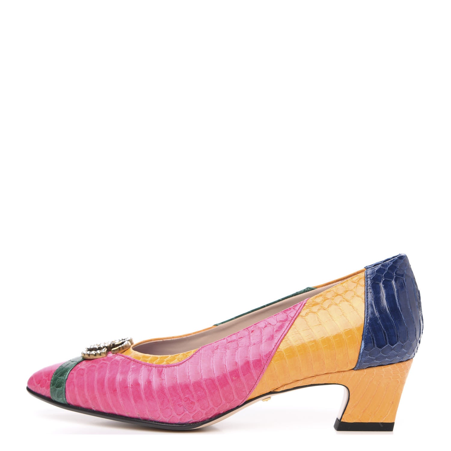 Gucci Snakeskin Crystal Double G Pumps 36 Pink 1 of 9