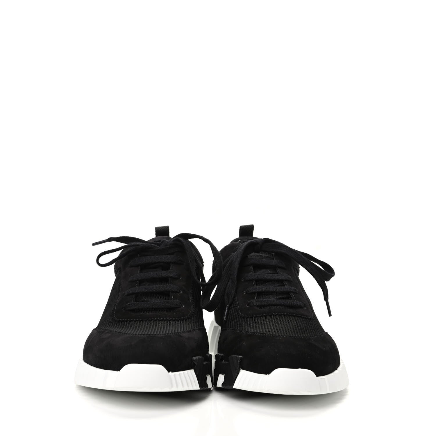 Hermes Technical Jersey Suede Goatskin Bouncing Sneakers 43 Black White 2 of 8