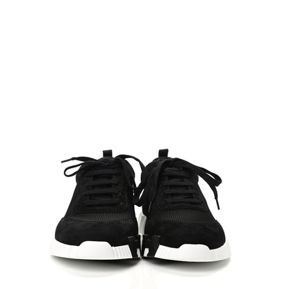 Hermes Technical Jersey Suede Goatskin Bouncing Sneakers 43 Black White 2 of 8