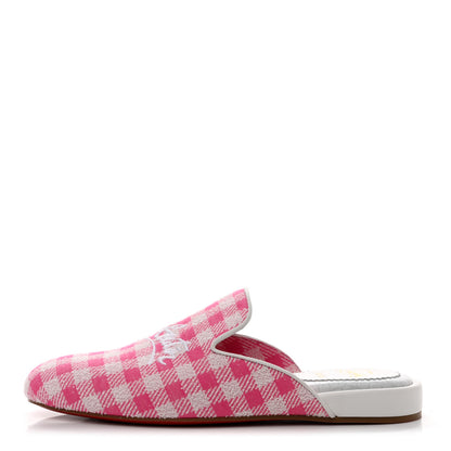 Christian Louboutin Toile Alligator Embossed Navy Coolito Flat 37.5 Rose White 1 of 7