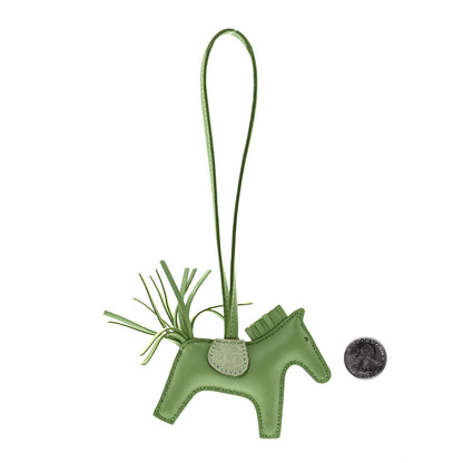 Hermes Milo Lambskin Matte Alligator Touch Grigri Rodeo Horse Bag Charm PM Vert Criquet Vert D'eau 2 of 5