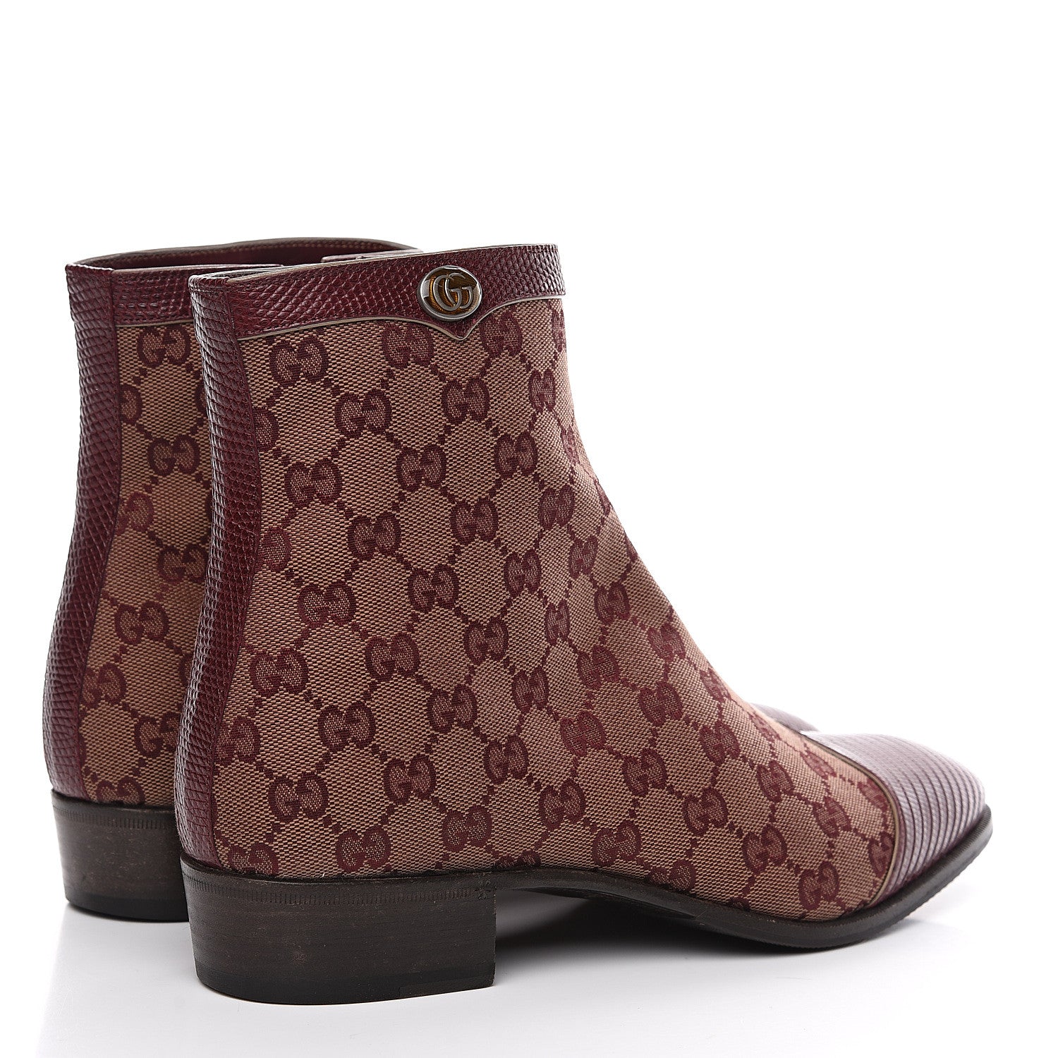 Gucci GG Monogram Lizard Mens GG Ankle Boots 8 Sahara Rubino Bright Bordeaux 4 of 8
