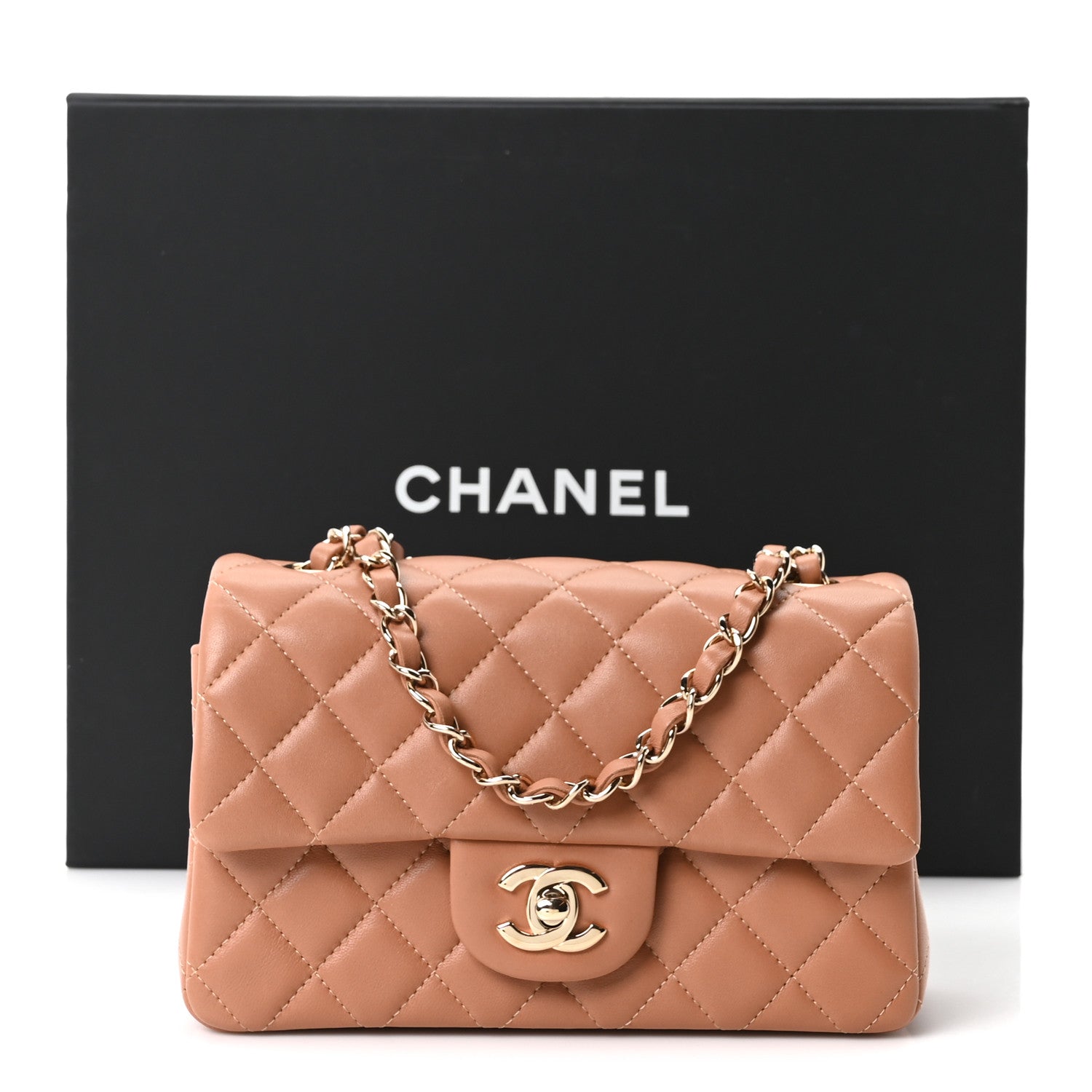 Chanel Lambskin Quilted Mini Rectangular Flap Brown 10 of 10