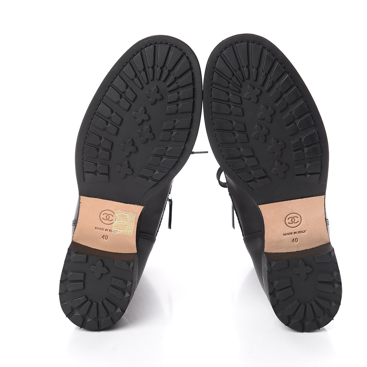 Chanel Calfskin Quilted CC Tall Lace Up Combat Boots 40 Black 6 of 6